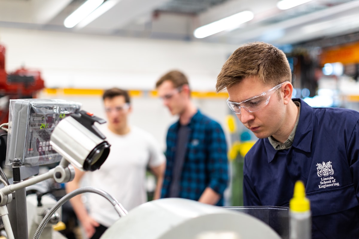 Engineer inspecting industrial equipment